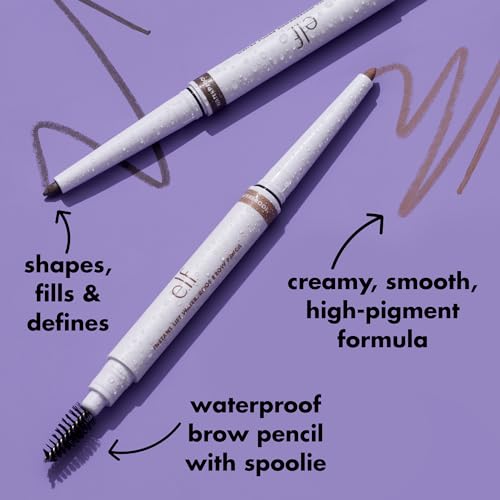 e.l.f. Instant Lift Waterproof Brow Pencil, Dual-Ended Precision Brow Pencil For Shaping & Defining Eyebrows, Vegan & Cruelty-Free, Grey