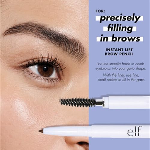 e.l.f. Instant Lift Brow Pencil, Dual-Sided, Precise, Fine Tip, Shapes, Defines, Fills Brows, Contours, Combs, Tames, Taupe, 0.006 Oz (Pack of 2)