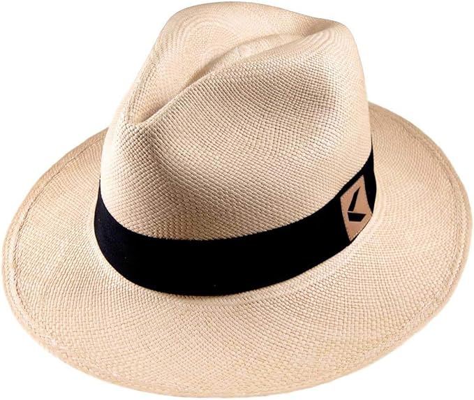 Toquilla Straw Panama Hat Ecuador Handwoven - Fedora Style with Gift Bag and Box