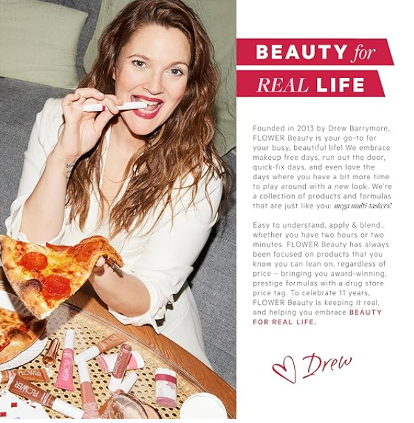 FLOWER BEAUTY By Drew Barrymore Get Real Serum Concealer - Brightens Skin + Blurs Blemishes - Hydrating Serum- Deep