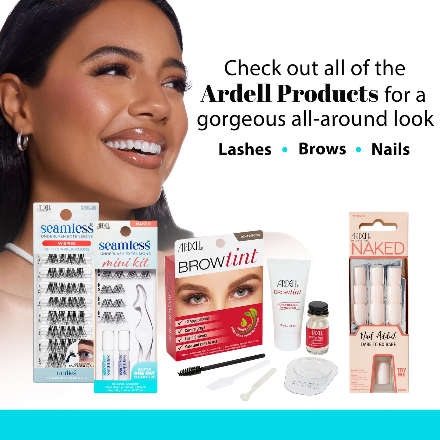 Ardell Seamless Cluster Eyelash Extensions Mini Kit Naked Lashes – DIY Lash Extension Kit with Applicator, Glue & Seal, Natural Cluster Lashes, 10 Lash Clusters, 1 Pack
