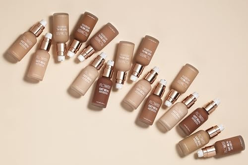 FLOWER BEAUTY By Drew Barrymore Get Real Serum Foundation - Hydrating + Lightweight Formula - Light to Medium + Buildable Coverage (Sable)
