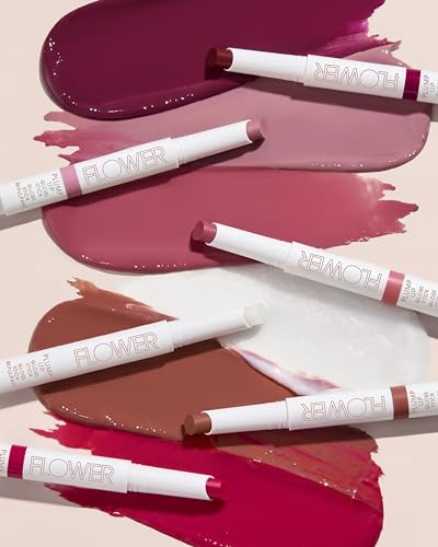 FLOWER BEAUTY By Drew Barrymore Plump Up Lip Gloss Stick - Lip Plumper - Nourishes + Hydrates Lips - Buildable + Dewy Finish - Icy