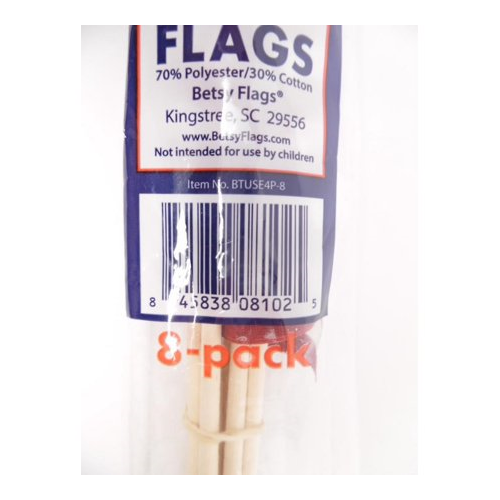 American Polycotton Stick Flag, 4" x 6" by Betsy Flags, 8-Pack