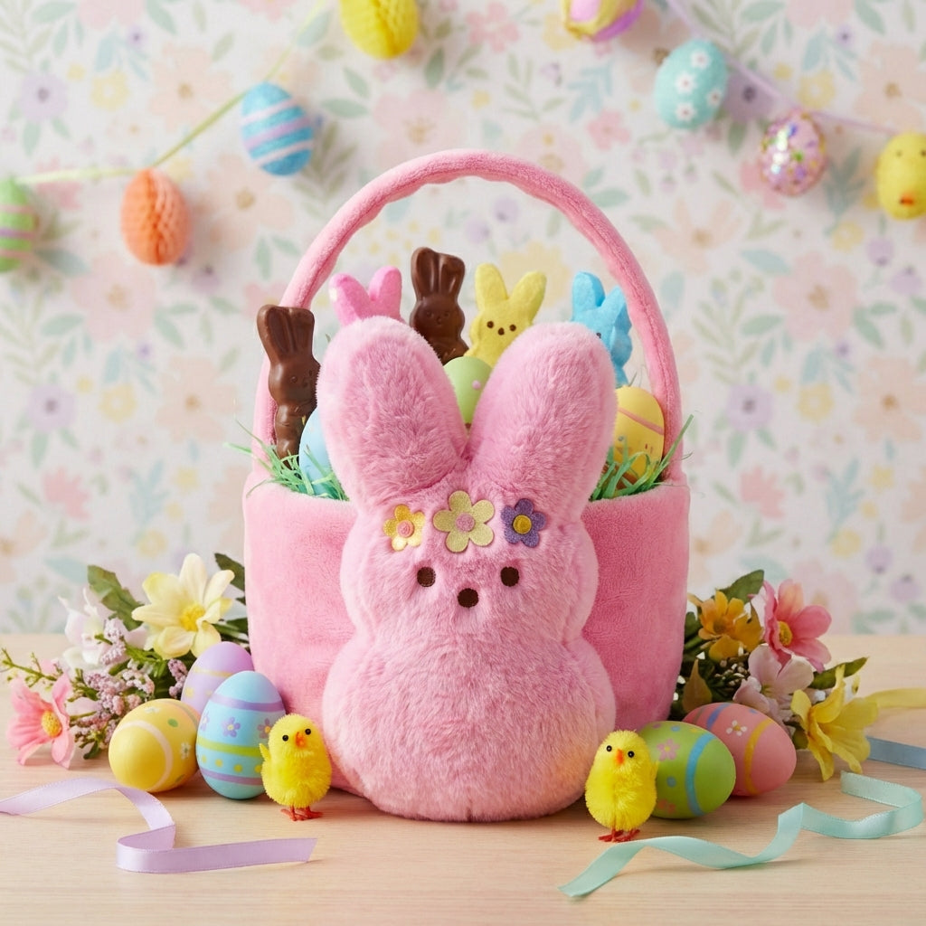 Peeps Easter Egg Hunt Basket - Plush Bunny Pink