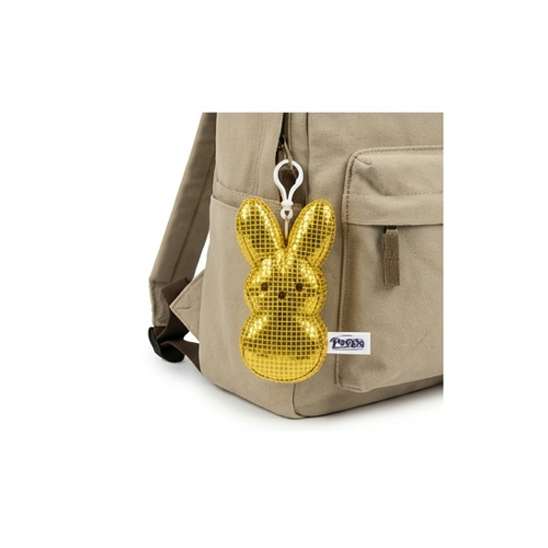 Peeps Disco Bunny Plush Clip On Keychain Gold Yellow Metallic Easter Basket Gift