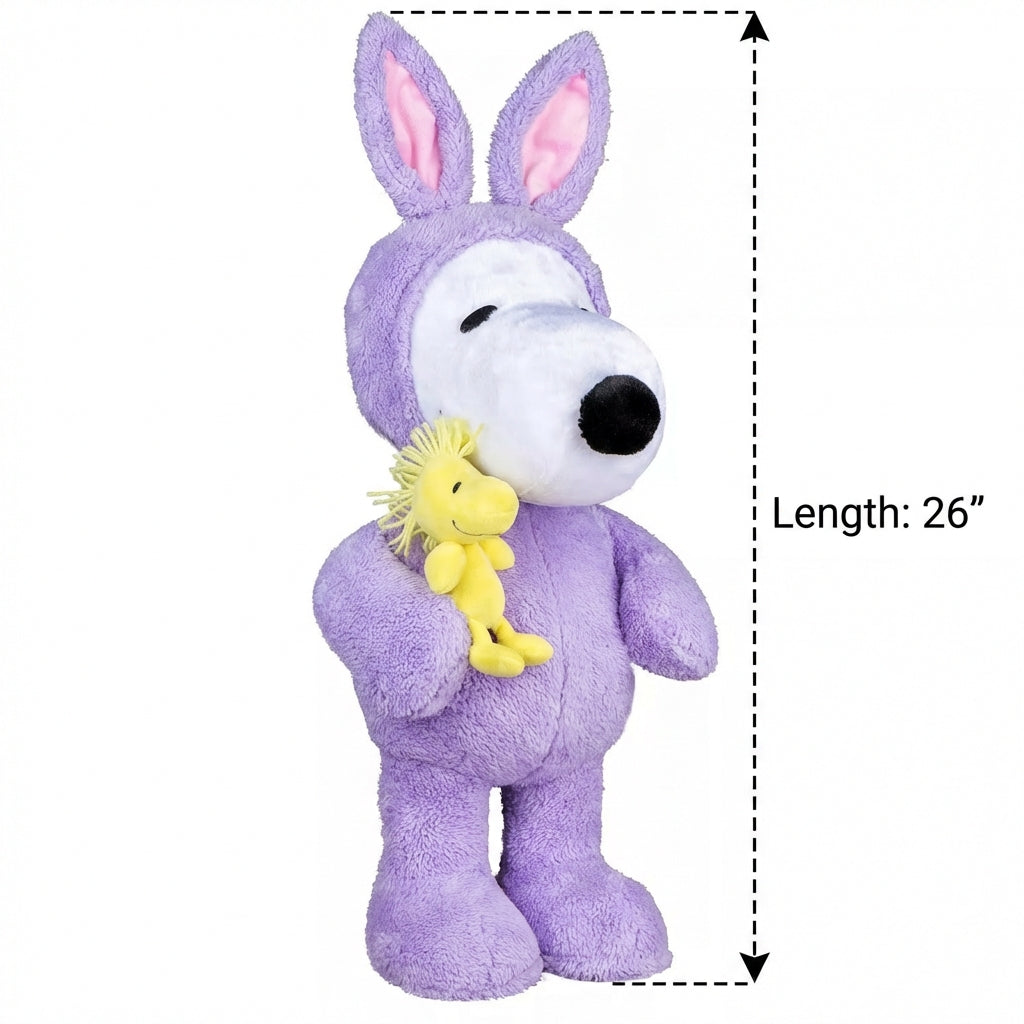 Peanuts Snoopy 26" Jumbo Easter Greeter Plush Purple Bunny Suit Woodstock Decor