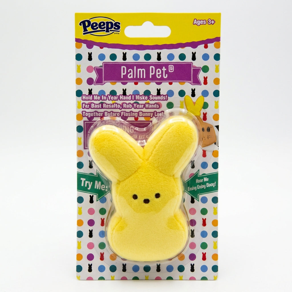 Peeps 4" Plush Bunny Palm Pet - Makes Boing Boing Boing Sounds in Your Palm Yellow