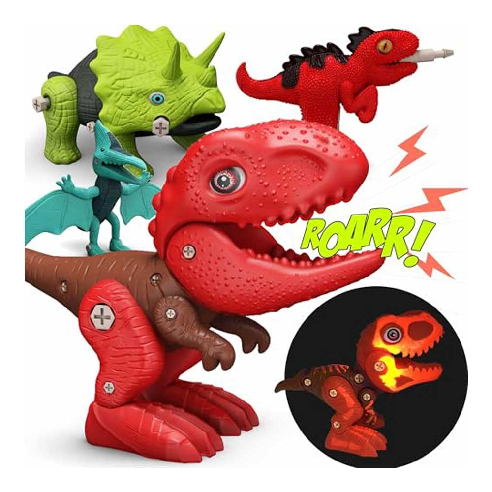 Build your own Dinosaur - Glows in the Dark and Roars - Movable Pieces - Fun and Educational STEM Screw Together Build Toys - Ages 3+