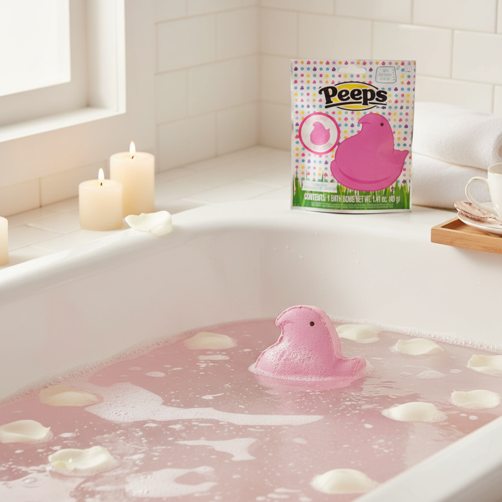 Peeps Chick Bath Bomb Strawberry Marshmallow Scented Kids Easter Basket Stuffer