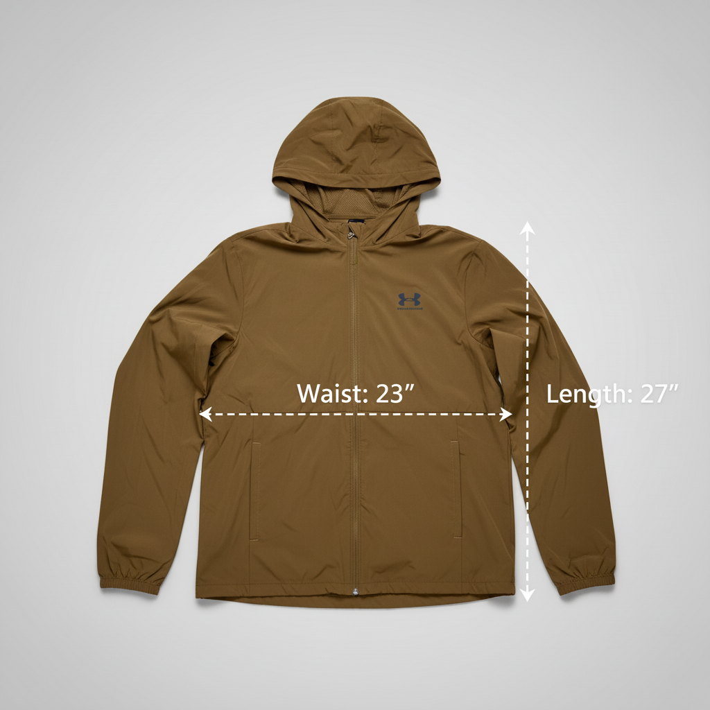 Under Armour Men's Full Zip Hooded Windbreaker Jacket Brown Size Medium M NWOT