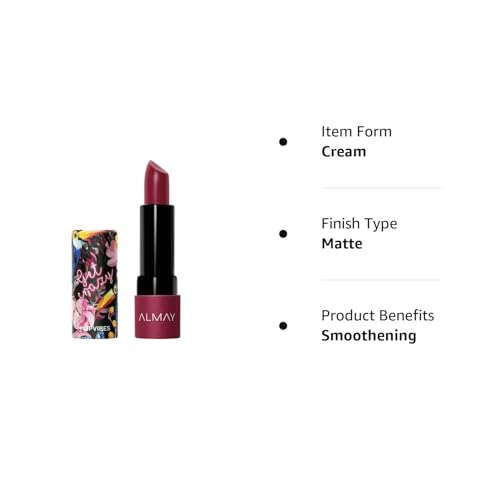 Almay Lipstick with Vitamin E Oil & Shea Butter, Matte Finish, Hypoallergenic, Get Crazy, 0.14 Oz
