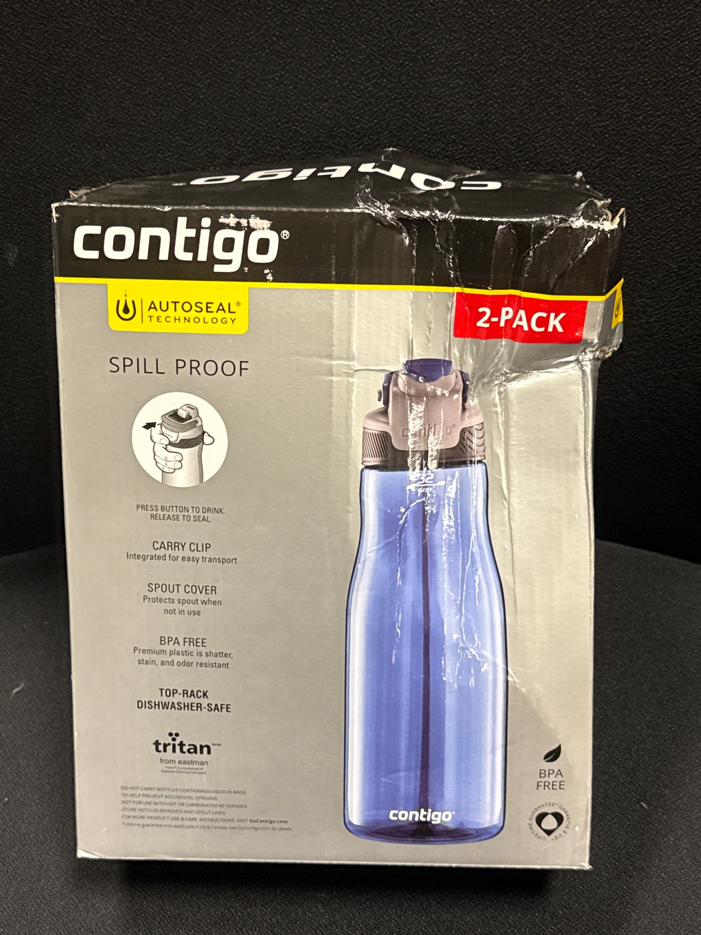 Contigo 32oz AutoSeal Fit Water Bottle 2-Pack Sangria Juniper New Damaged Box
