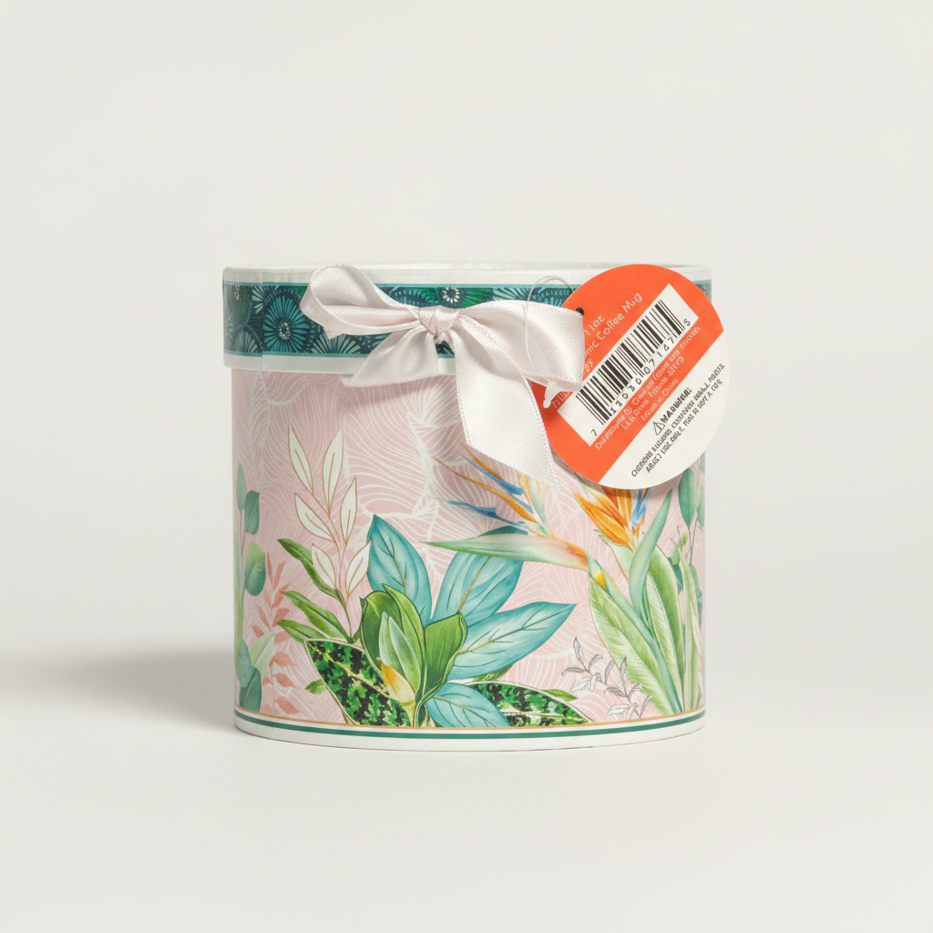 Creative Home & Kitchen 11oz Floral Mug With Bird of Paradise Gift Box & Tassel