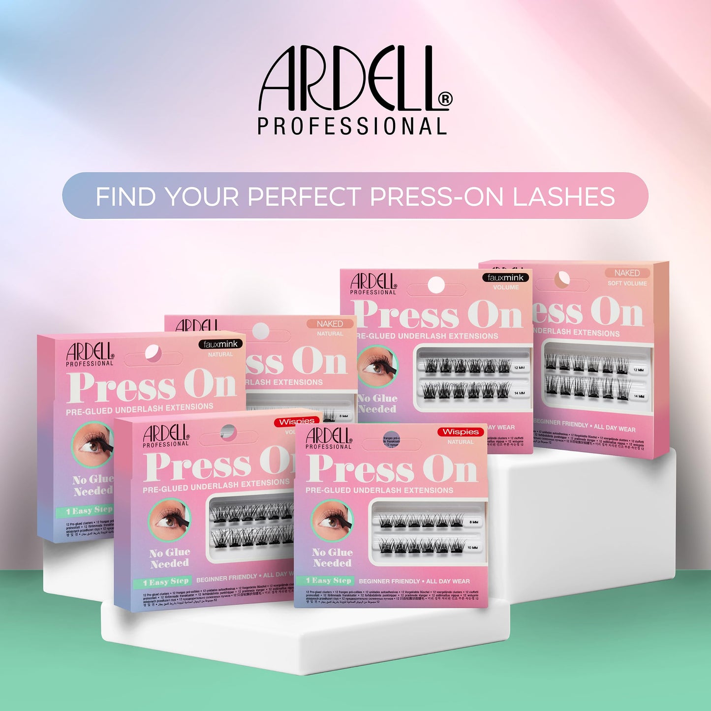 Ardell Press On Lashes Wispies Natural – Pre Glued Lash Clusters for All-Day Wear, 12 ct