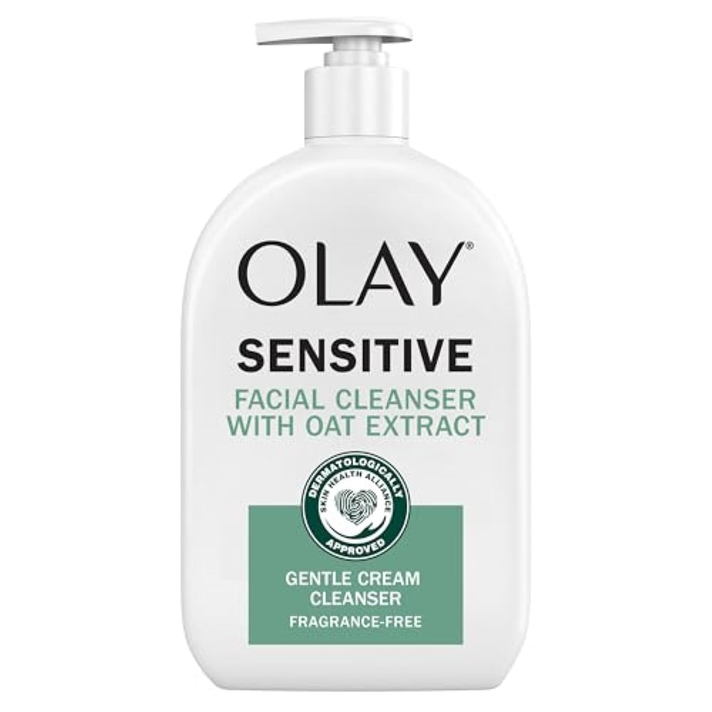 Olay Sensitive Facial Cleanser with Oat Extract Gentle Cream Cleanser, 16 fl oz