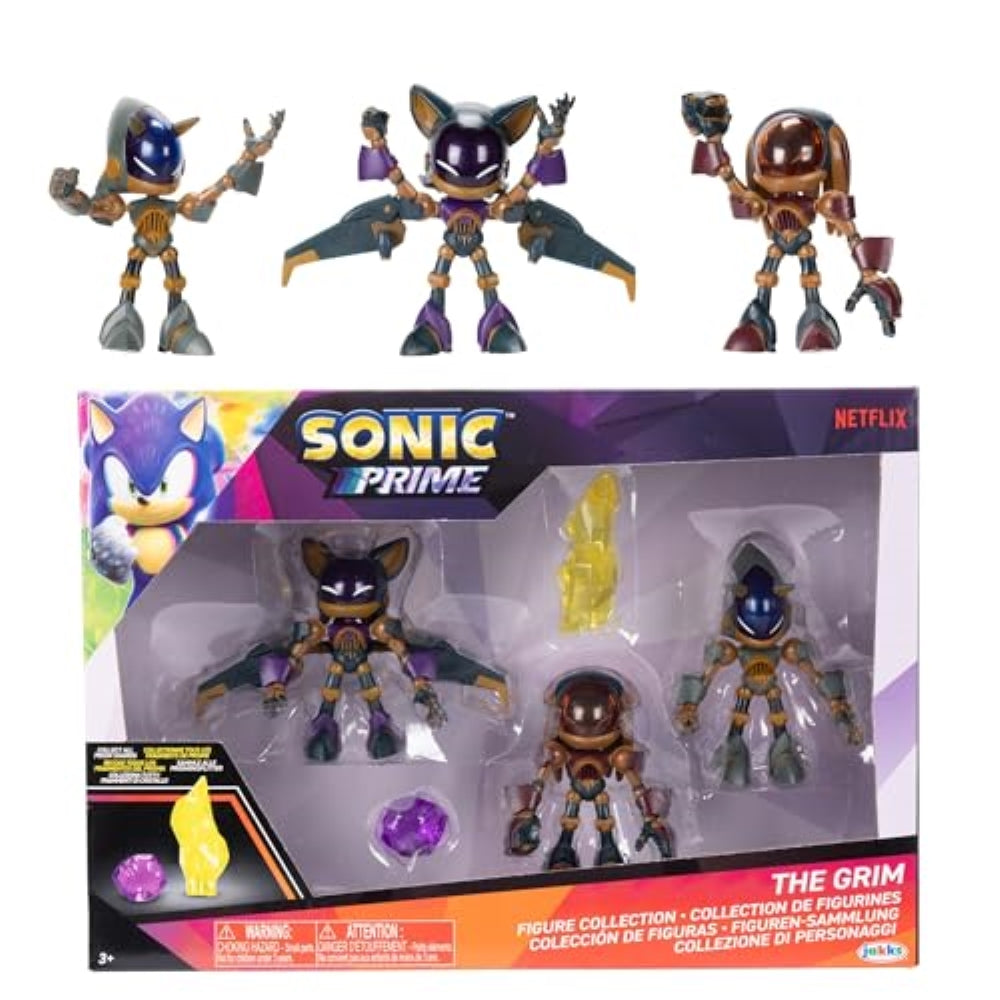 Sonic Prime 2.5-inch Action Figures The Grim Themed 5 Pieces: Sonic Trooper, Knuckles Trooper, Rouge Trooper, Yellow Shard and Purple Shard. Ages 3+ (Officially Licensed by Sega and Netflix)