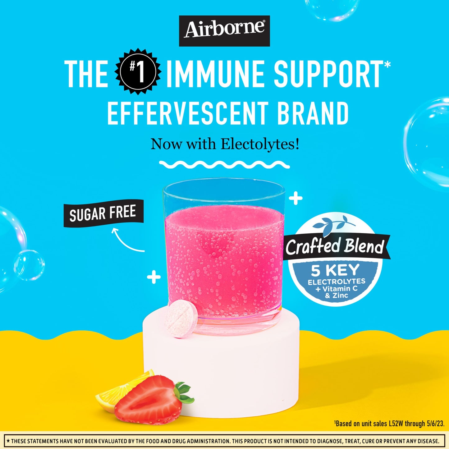 Airborne® Effervescent Tablets - Electrolyte Replenisher - Strawberry Lemon 72/10 ct.