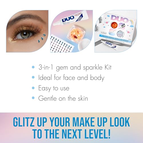 DUO 3 in 1 Believe & Dream Holiday 3-pair Gift Set, Includes DUO Clear Quick-Set Adhesive, Crystal Gems and Body Sparkle, 1-pack