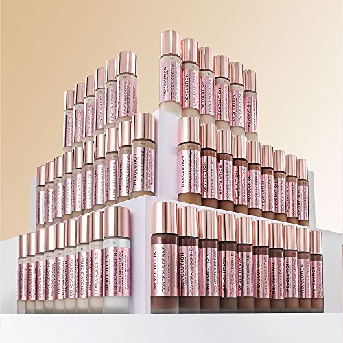 Makeup Revolution Conceal and Define Foundation, Full Coverage & Matte Finish, F15 for Dark Skin Tones, Vegan & Cruelty-Free, 0.7 Fl Oz