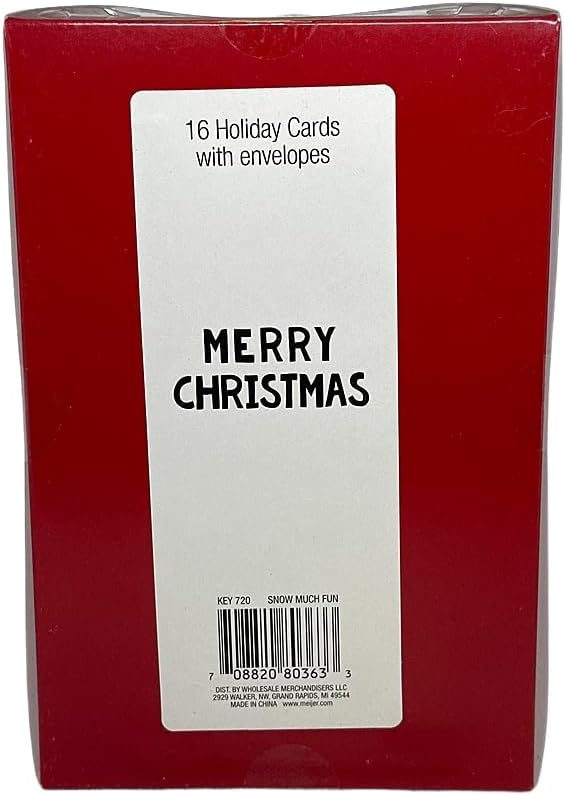 American Greetings Christmas Holiday Cards with Envelopes - 4 3/4" x 7 1/4" - (Snow Man Tree - 16 Ct)