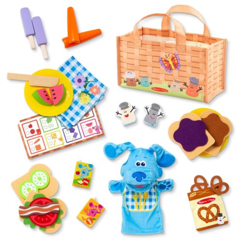 Melissa & Doug Blue’s Clues & You! Share with Blue Picnic Play Set with Hand Puppet - FSC-Certified Materials