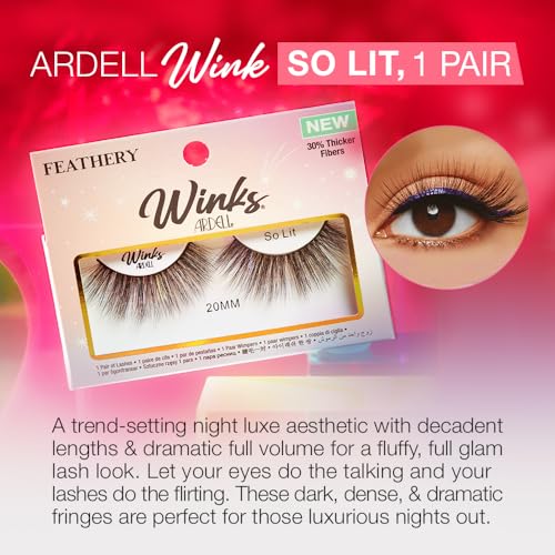 Ardell Winks So Lit Lashes, Full Volume, 20mm Length, Dramatic Night Luxe Look, Black Band