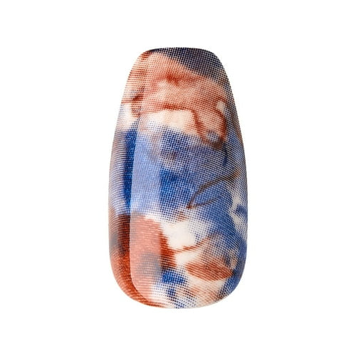 KISS imPRESS Press-On Nails, Medium Length, ‘Indigo Autumn’, 30 Count