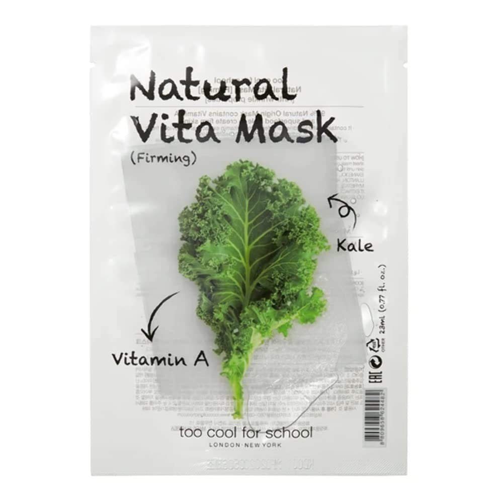 Too Cool For School Natural Vita Mask Firming Vitamin A Kale Sheet Mask 5 Pack
