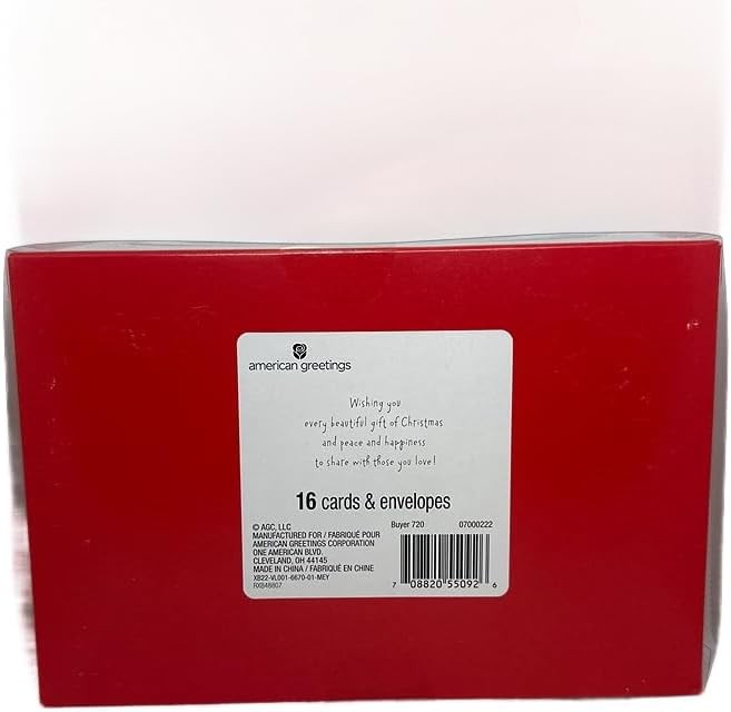 American Greetings Christmas Holiday Cards with Envelopes 4 3 4 x 7 1 4 Joy 16 Ct