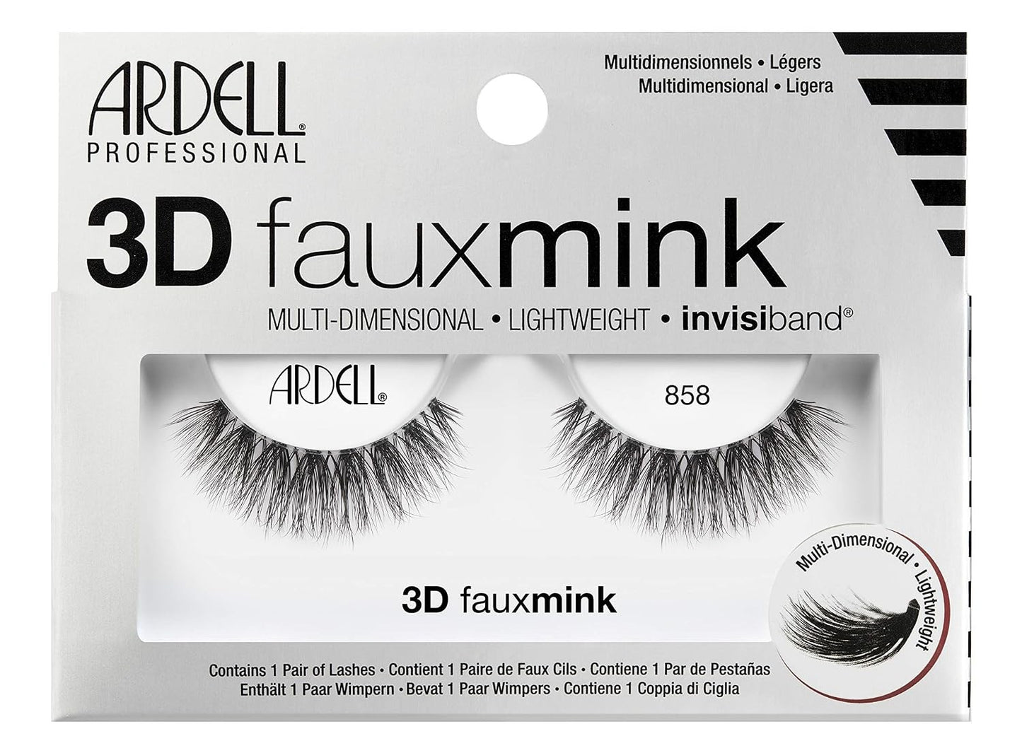 Ardell 3D Faux Mink False Eyelashes 858 Dramatic Volume Multipack 3 Pairs