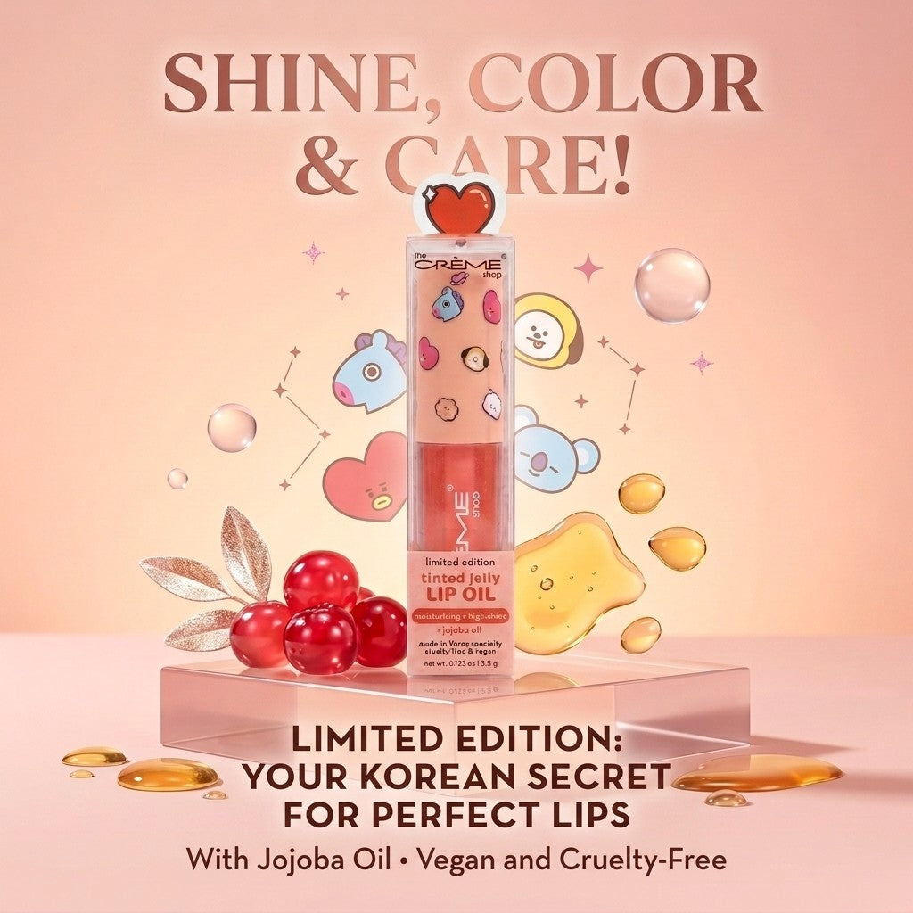 The Creme Shop BT21 Tinted Jelly Lip Oil Starstruck Jojoba Oil Vegan 0.123oz