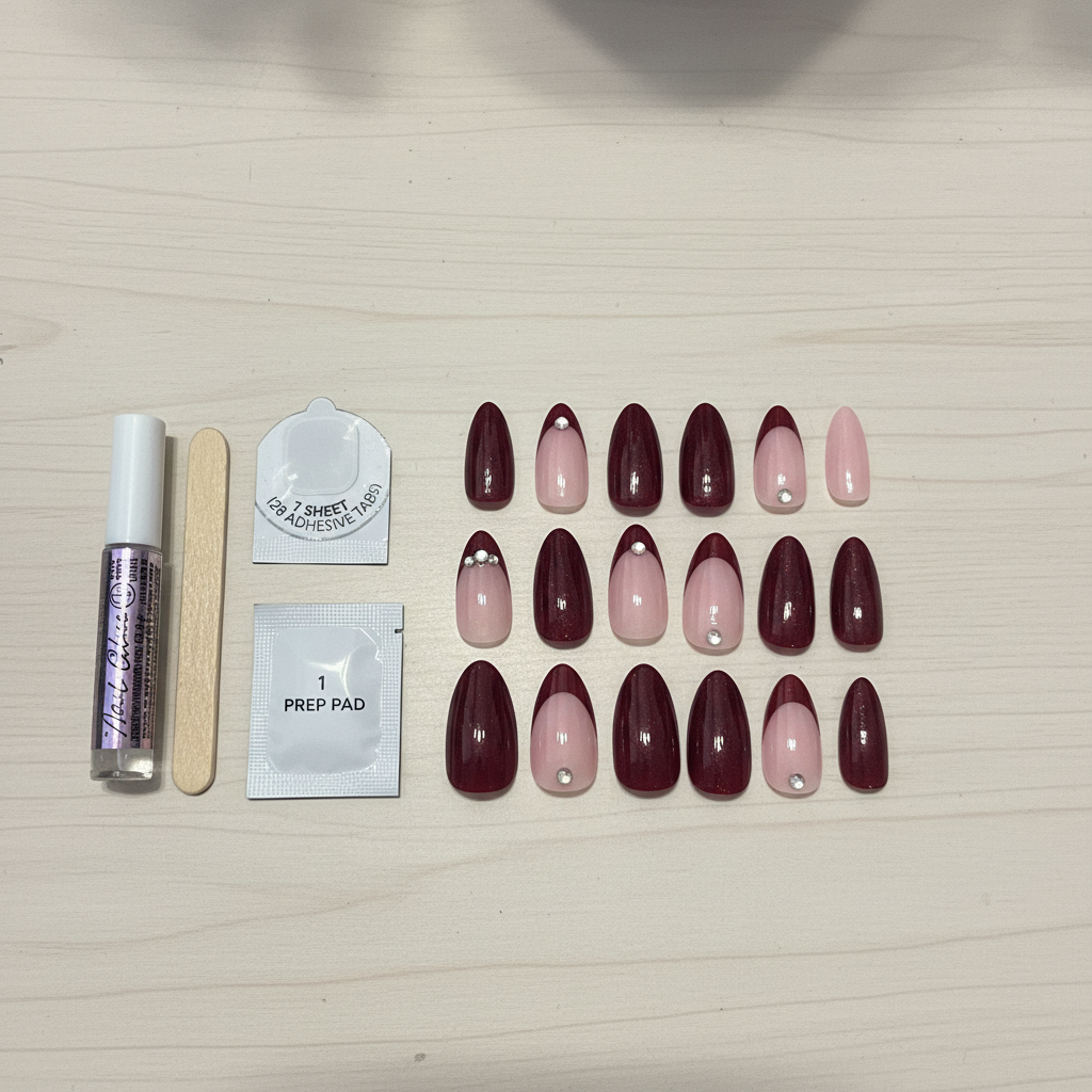 LA Colors Press On Nails Cat Eye Elegance Medium Almond CNT182 Glue & Tabs 29pc