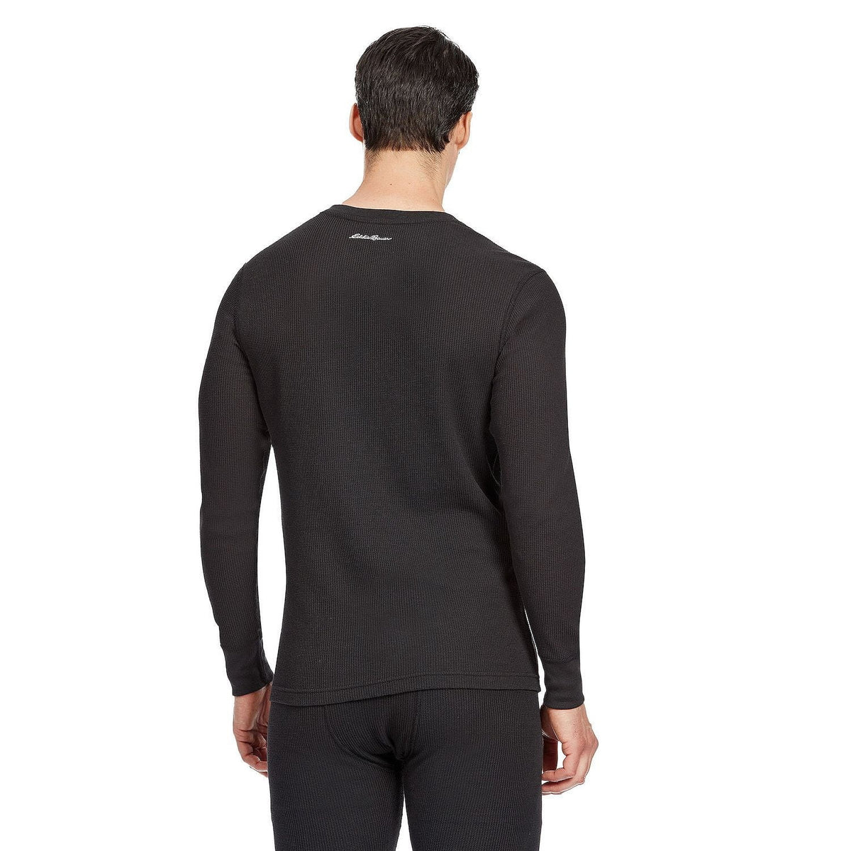 Eddie Bauer Men's Waffle Henley Midweight Heather Gray Large