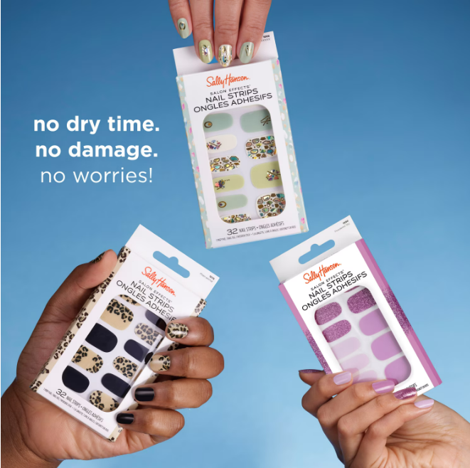 Sally Hansen Salon Effects Nail Strips | No UV Light Needed, No Dry Time, Long-Lasting, Non-Damaging | 32 Nail Strips, 1 Cuticle Stick, Nail File, Prep Pad | Call of Blue-ty