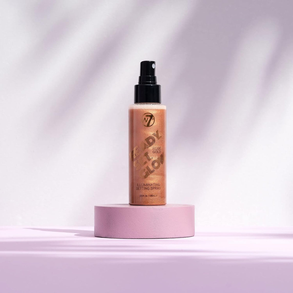 W7 Ready Set Glow Makeup Setting Spray - Shimmer Finish - Long-Lasting Rose Gold