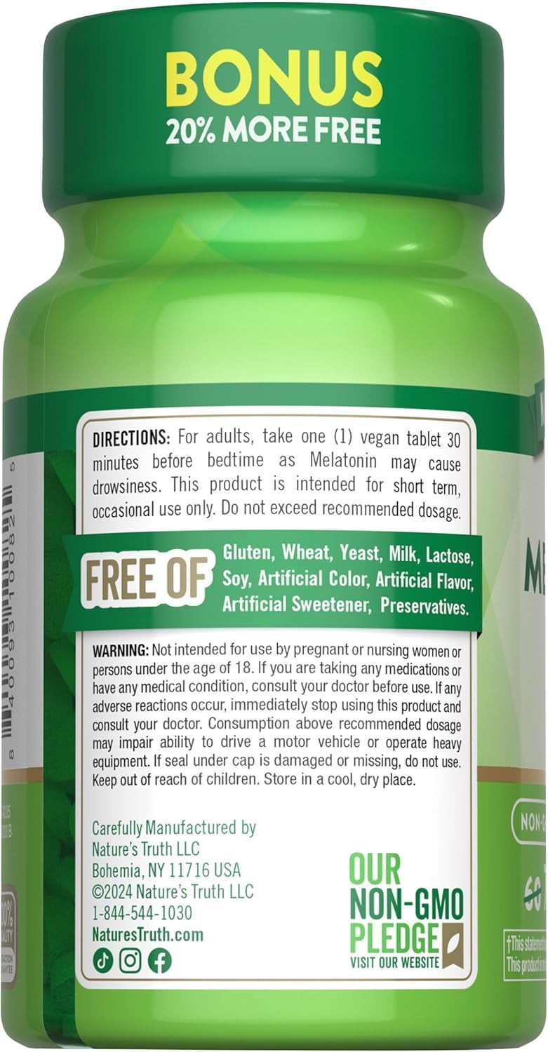 Nature s Truth Melatonin 10 mg L Theanine 72 Tablets Maximum Strength