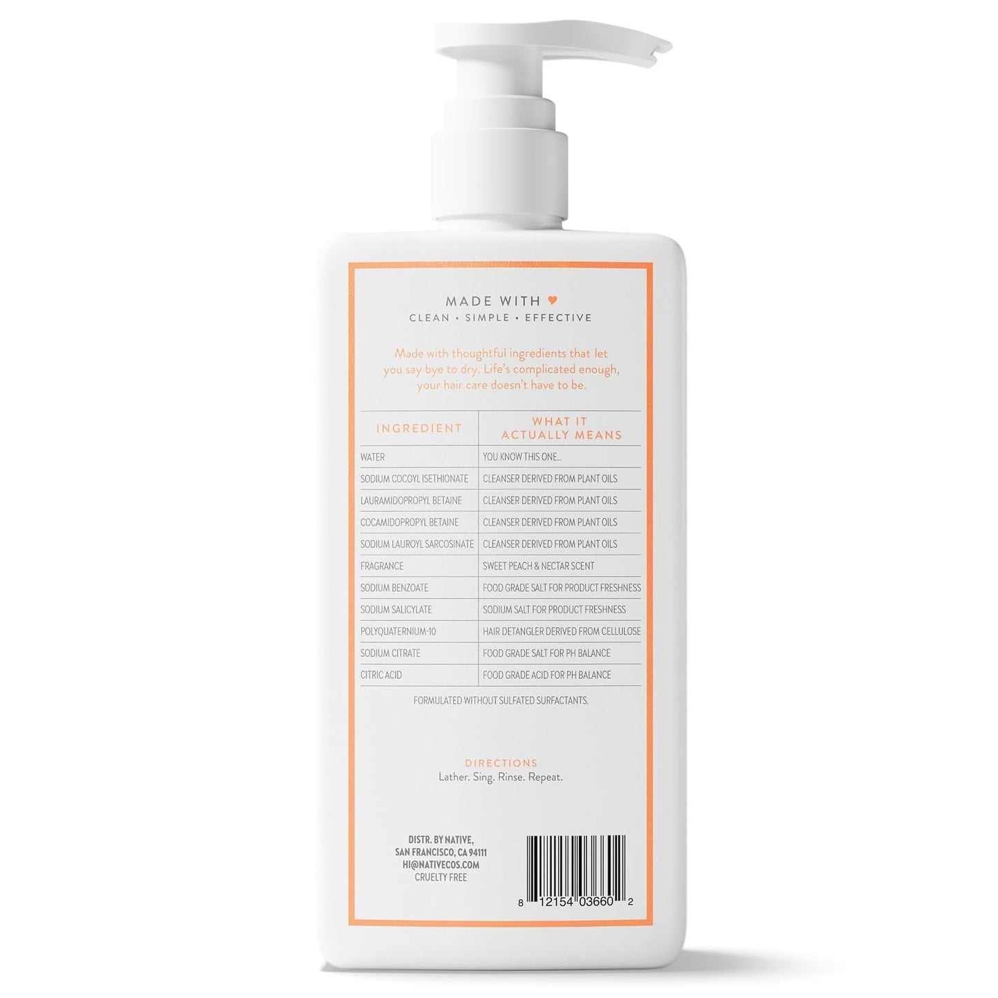 Native Moisturizing Shampoo Sweet Peach & Nectar 16.5 fl Oz.