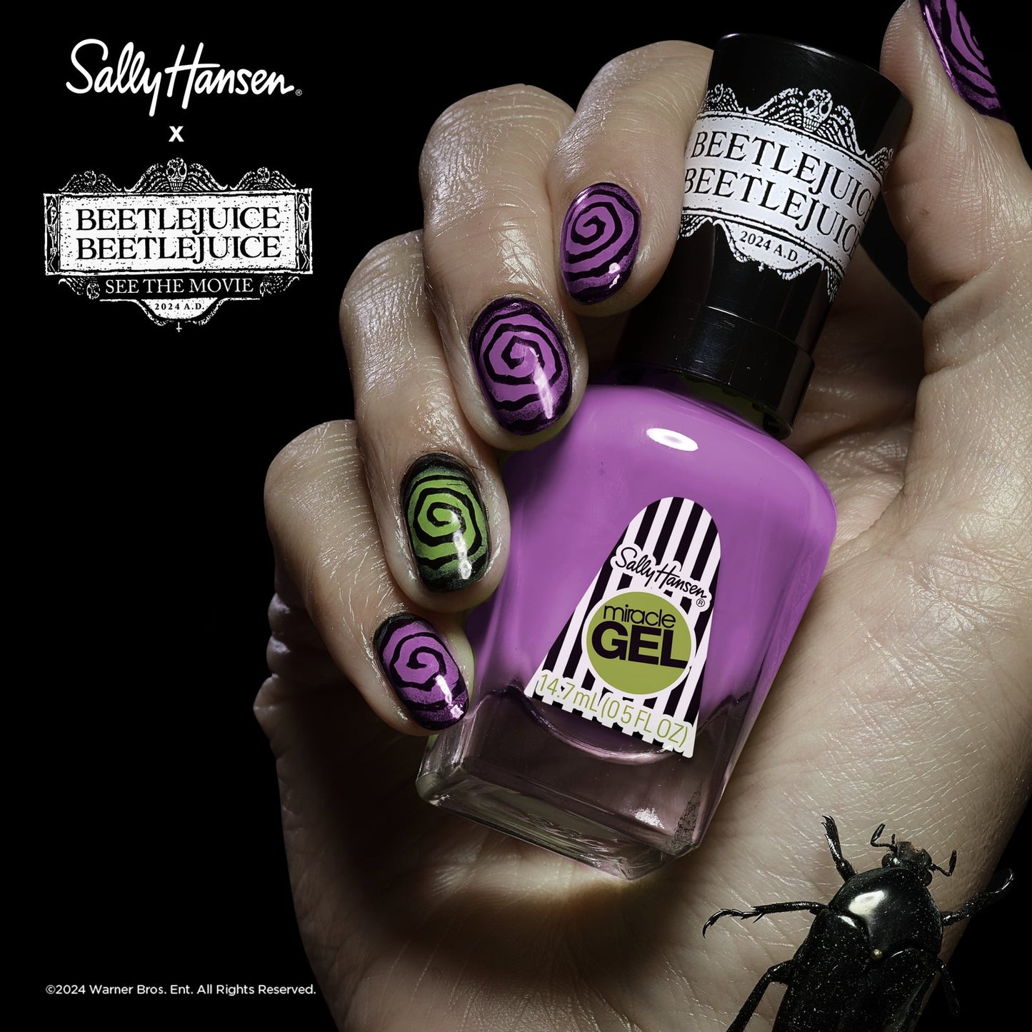 Sally Hansen Miracle Gel Beetlejuice 934 The Afterlife Black Nail Polish 0.5oz