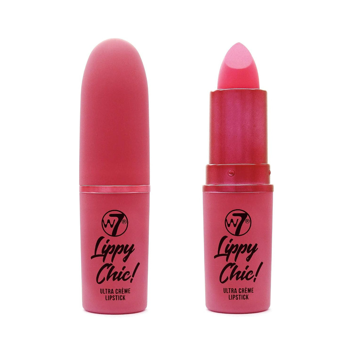 W7 Lippy Chic Ultra Creme Lipstick Back Chat Long Lasting Pink Satin Lip Makeup