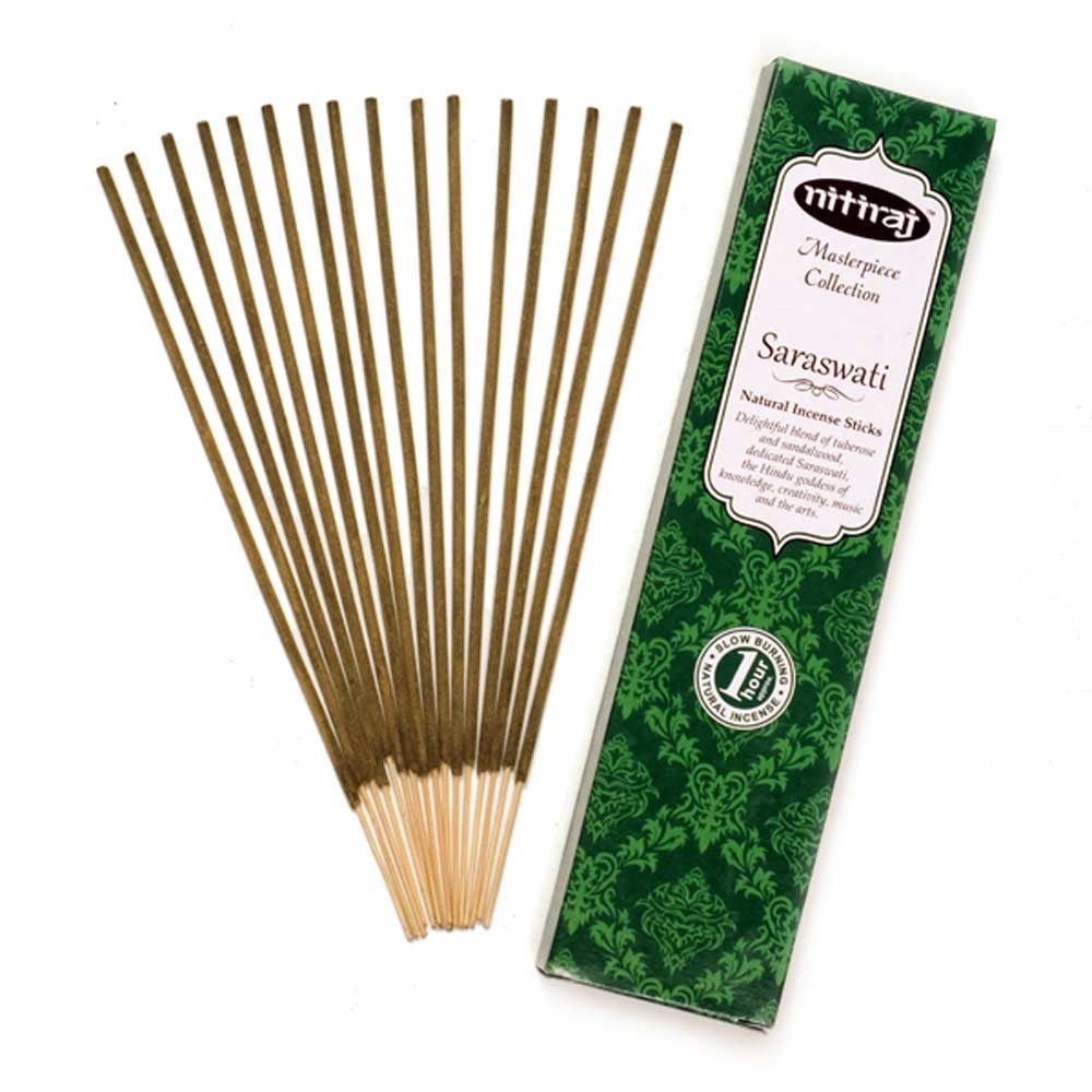 Nitiraj Masterpiece Collection Incense 2-Pack 25gm 1 Hour per Stick Saraswati