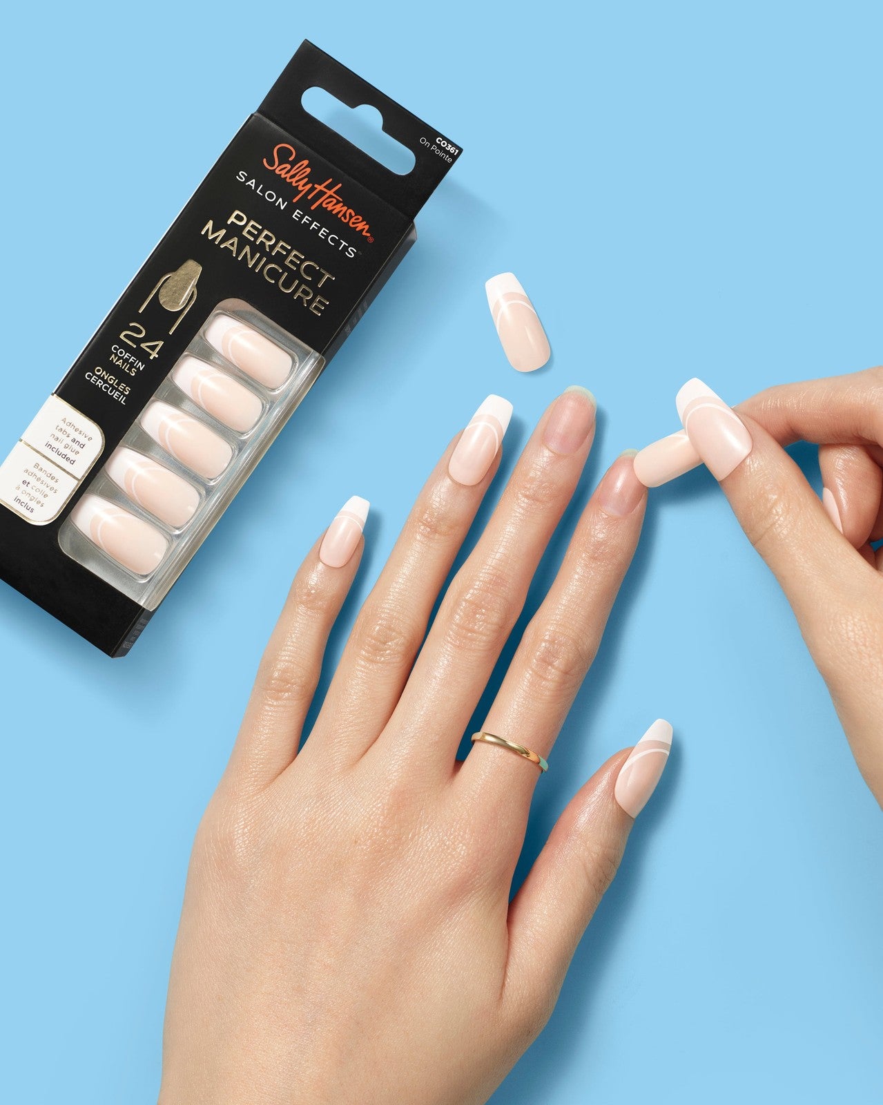 Sally Hansen Perfect Manicure Press On Nails, Coffin Shape, On Pointe French Man