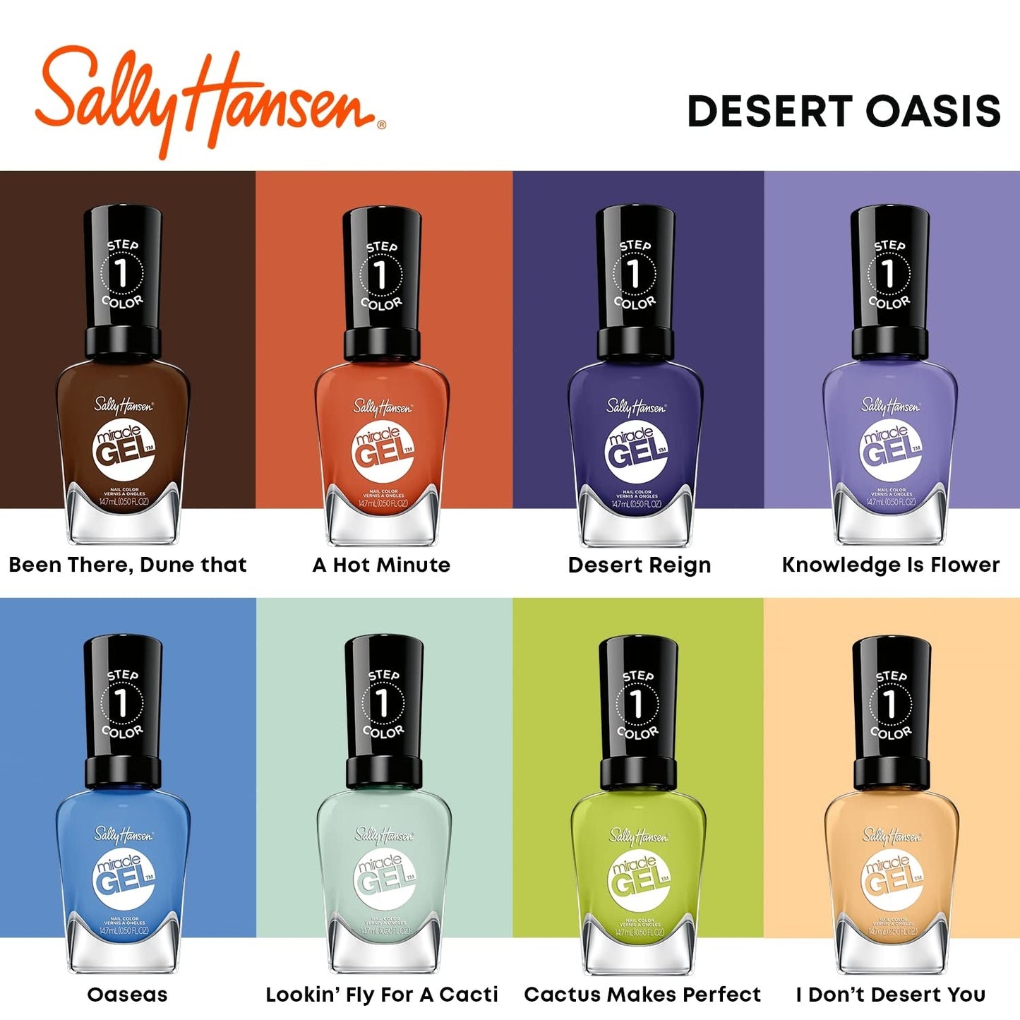 Sally Hansen Miracle Gel Salon Quality Nail Polish Gel Like Formula Two Step System No UV Light Needed Long Lasting Opaque Glossy 764 Cactus Makes Perfect Crème Green Nail Polish