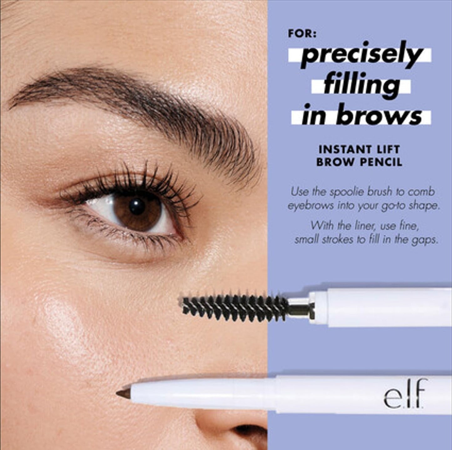 e l f Instant Lift Brow Pencil Dual Sided Precise Fine Tip Shapes Defines Fills Brows Contours Combs Tames Neutral Brown 0 006 Oz