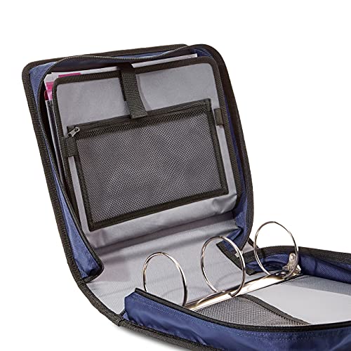 Amazon Basics 3-Ring Binder with Zipper - O-Ring, 3 Inch, Blue