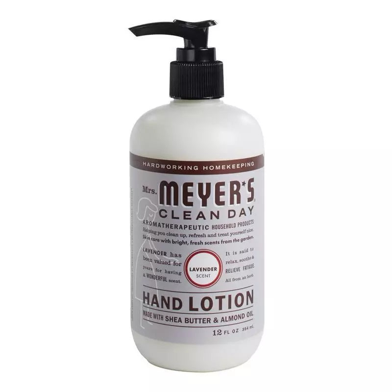 MRS. MEYER'S CLEAN DAY Hand Lotion for Dry Hands, Non-Greasy Moisturizer Made with Essential Oils, Lavender, 12 oz