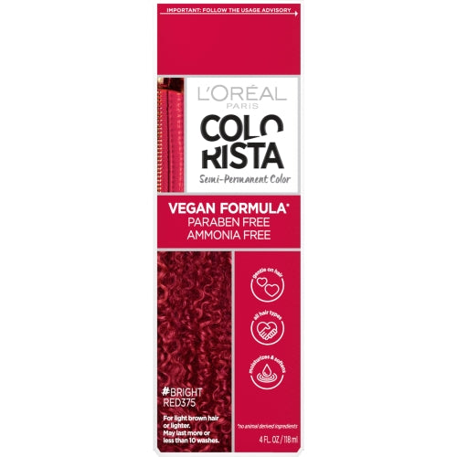 L'Oreal Paris Colorista Semi Permanent Hair Color for Bleached or Blonde Hair, Color Depositing Hair Mask Formula, Bright Red