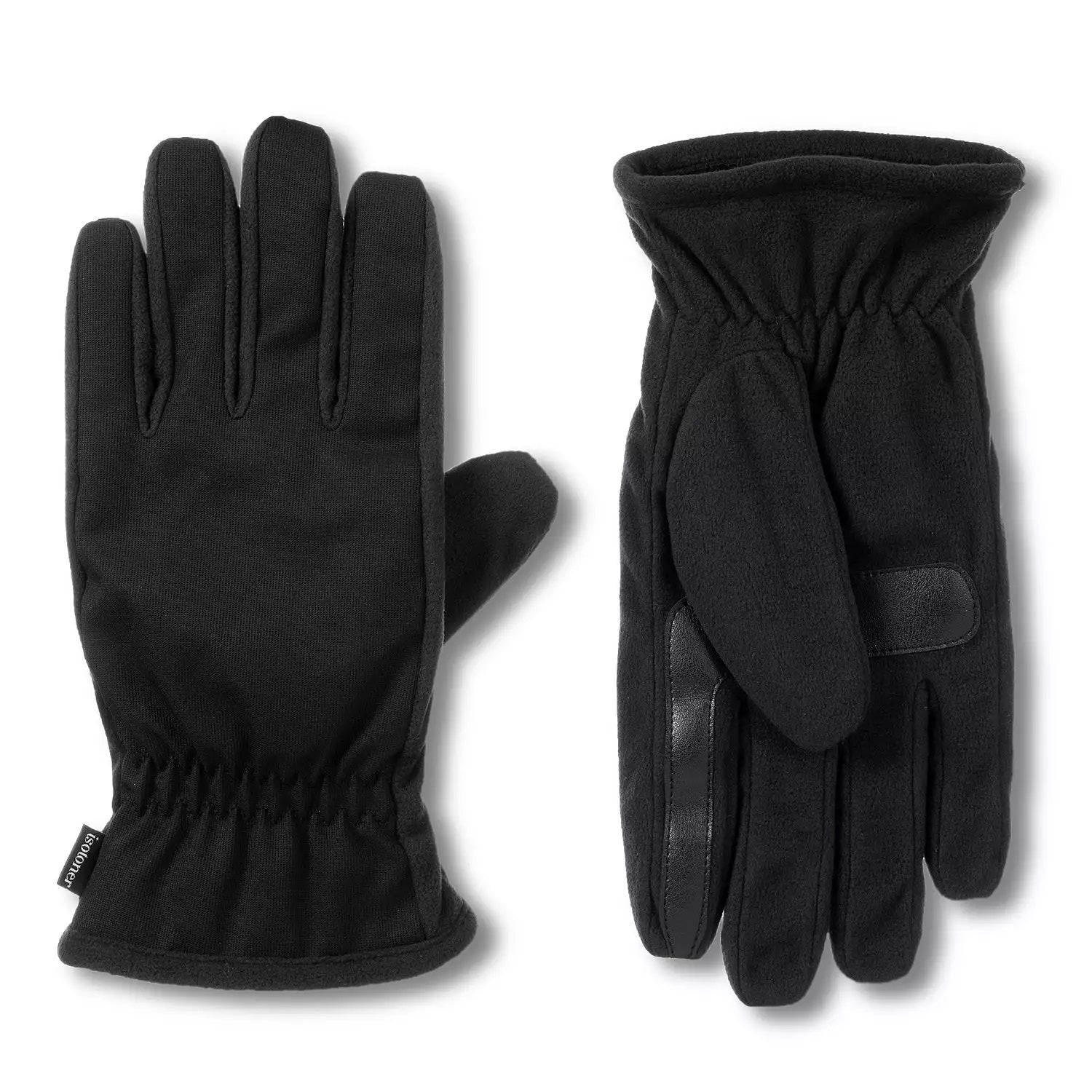 Isotoner Men's Lined Water Repellent Stretch Gloves SmartDri ecoComfort Black Medium
