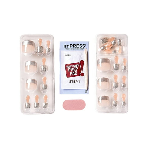 KISS imPRESS Square Press-On Toenails, Neutral, 24 Pieces