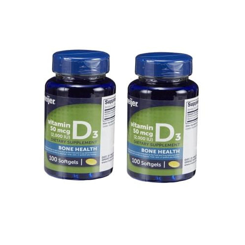 Kasa Style Maijer Vitamin D3 2000 IU (50 mcg), Dietary Supplement for Bone, Teeth, Muscle and Immune Health Support, 2 Pack of 100 Softgel Each - 200 Day Supply.